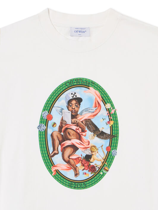 OFF WHITE Fresco Oval Skate  T-Shirt WHITE - BLACK OMAA120S25JER002