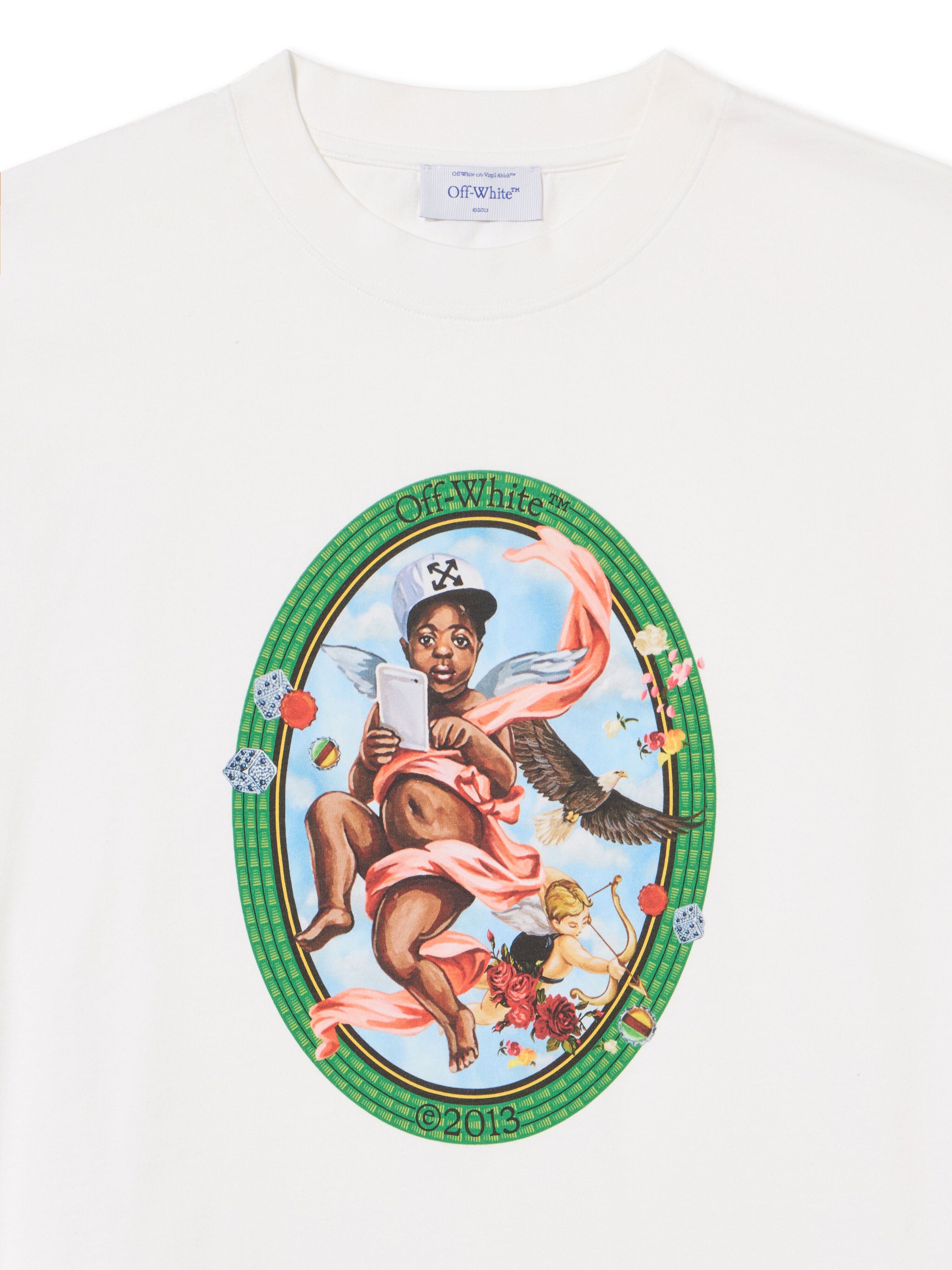 OFF WHITE Fresco Oval Skate  T-Shirt WHITE - BLACK OMAA120S25JER002