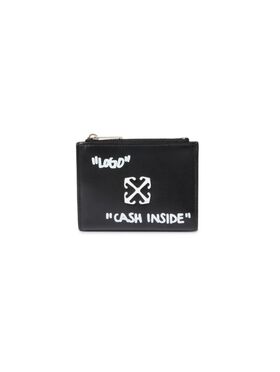 OFF WHITE Jitney Quote Zipped Bifold Wallet BLACK - WHITE OWNC072C99LEA001