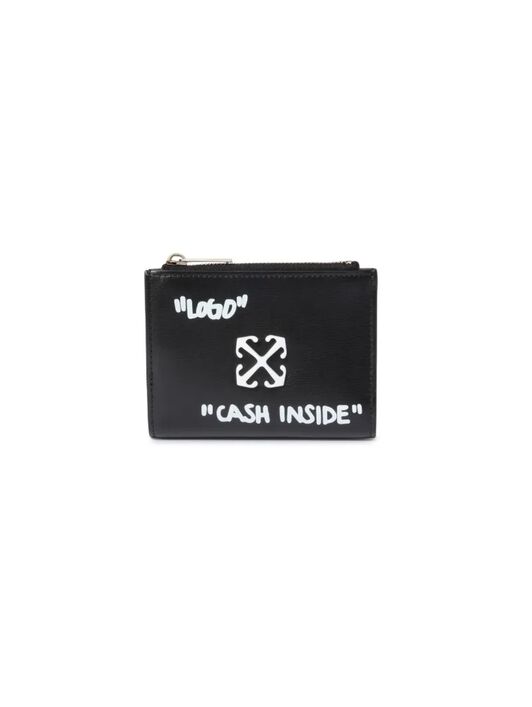OFF WHITE Jitney Quote Zipped Bifold Wallet BLACK - WHITE OWNC072C99LEA001