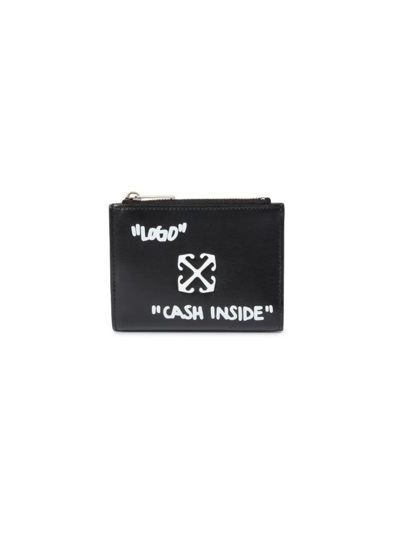 OFF WHITE Jitney Quote Zipped Bifold Wallet BLACK - WHITE OWNC072C99LEA001