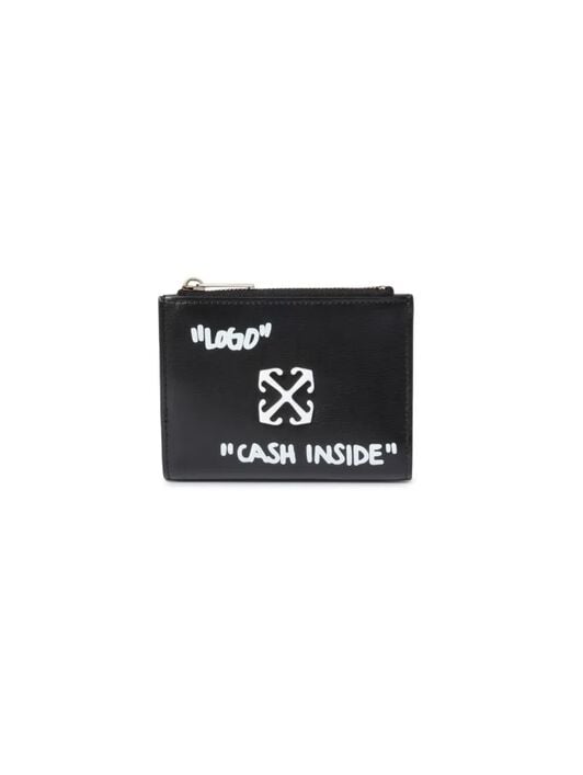 Jitney Quote Zipped Bifold Wallet OFF WHITE Jitney Quote Zipped Bifold Wallet BLACK - WHITE OWNC072C99LEA001