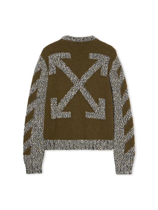 OFF WHITE Diagonal Arrow Mouliné Knit Crewneck Sweater BEECH MOULINÈ - BEECH OMHE20HF25KNI001