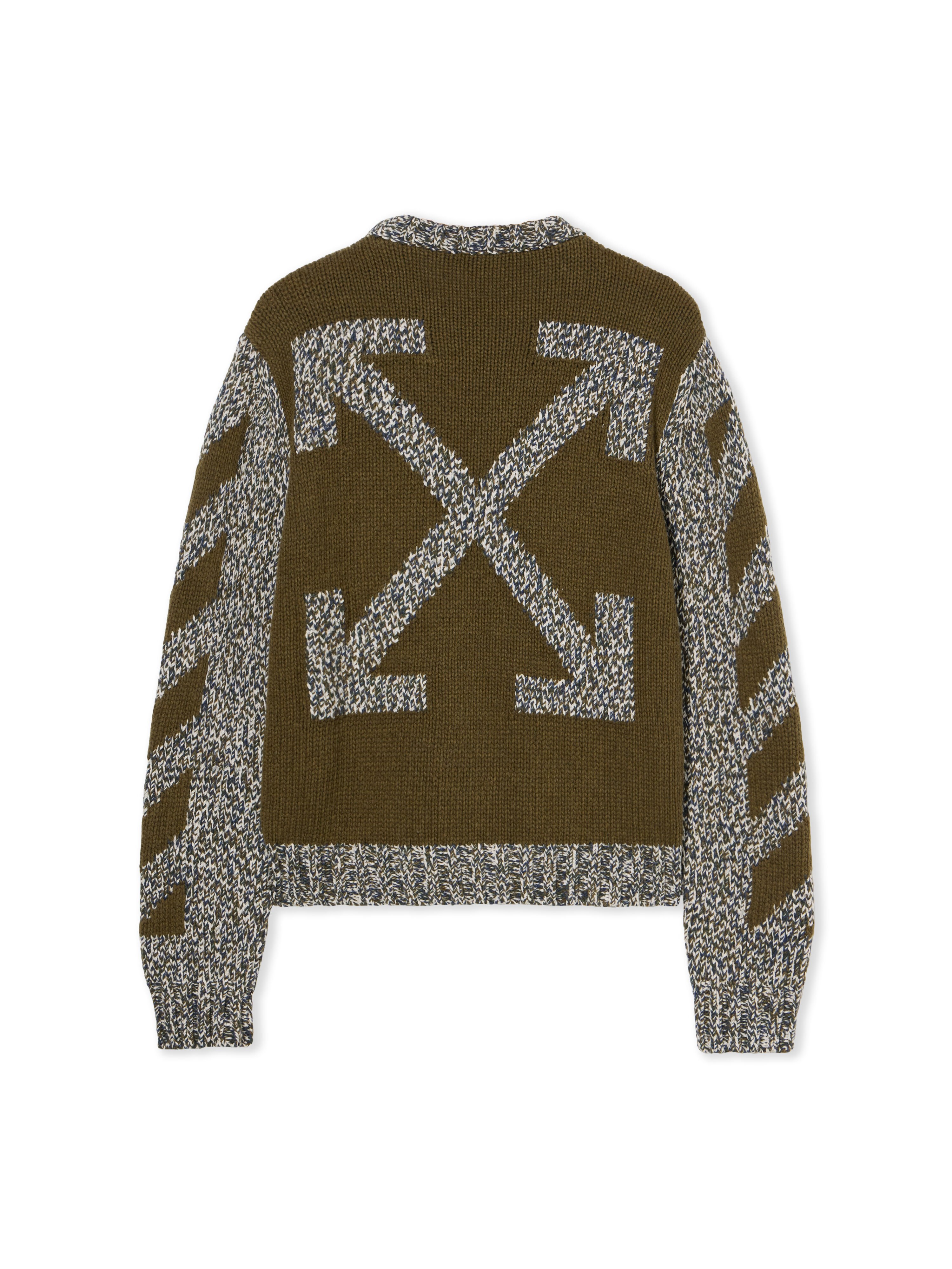 OFF WHITE Diagonal Arrow Mouliné Knit Crewneck Sweater BEECH MOULINÈ - BEECH OMHE20HF25KNI001