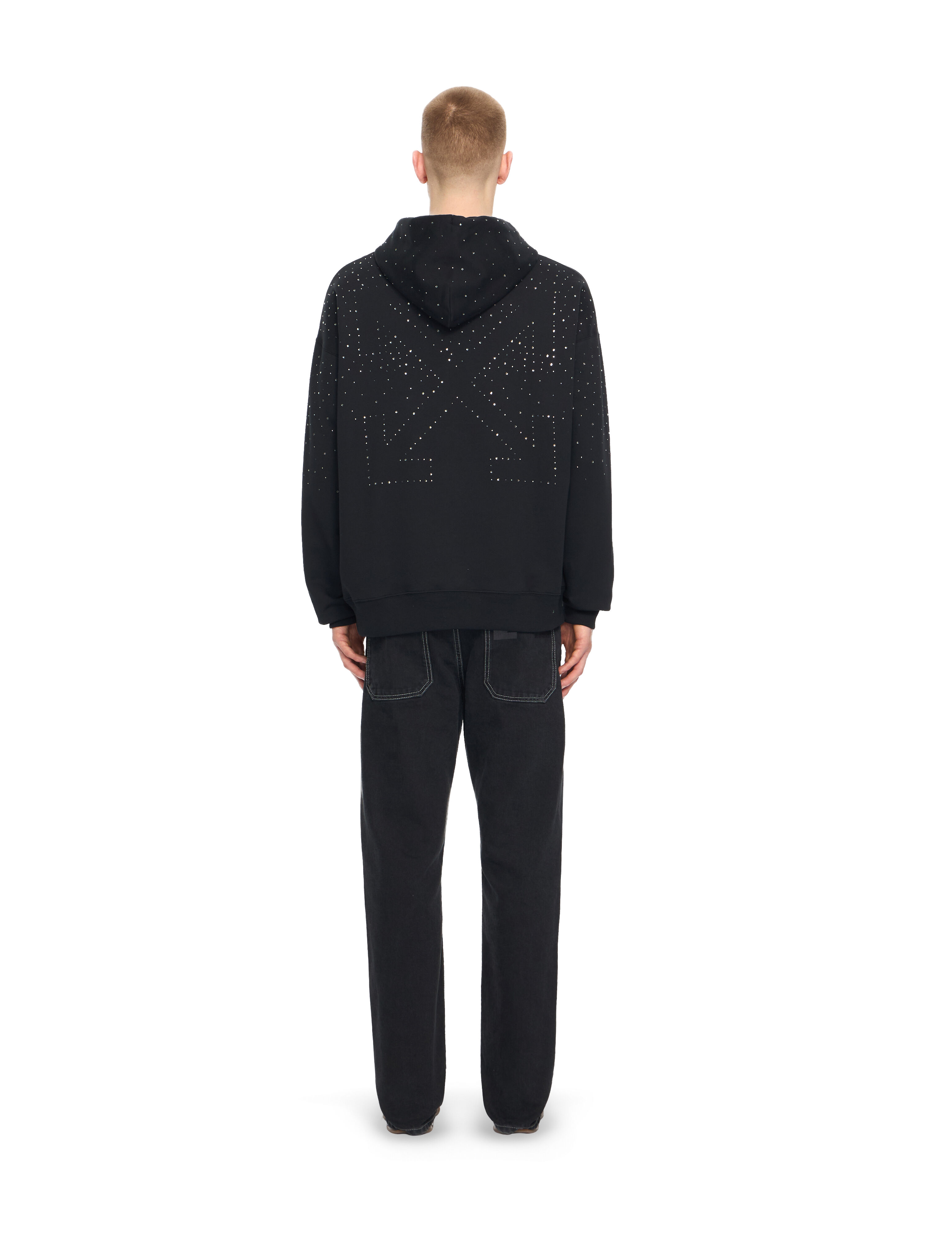 OFF WHITE OW X Swarovski Skate Hoodie BLACK - WHITE 44MBB085S26F01B