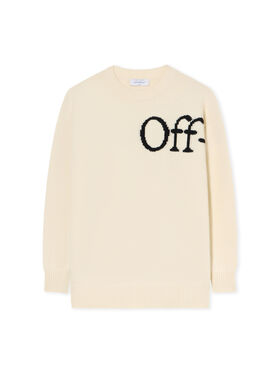 OFF WHITE Bookish Logo Knit Sweater WHITE - BLACK OWHE10OF25KNI002