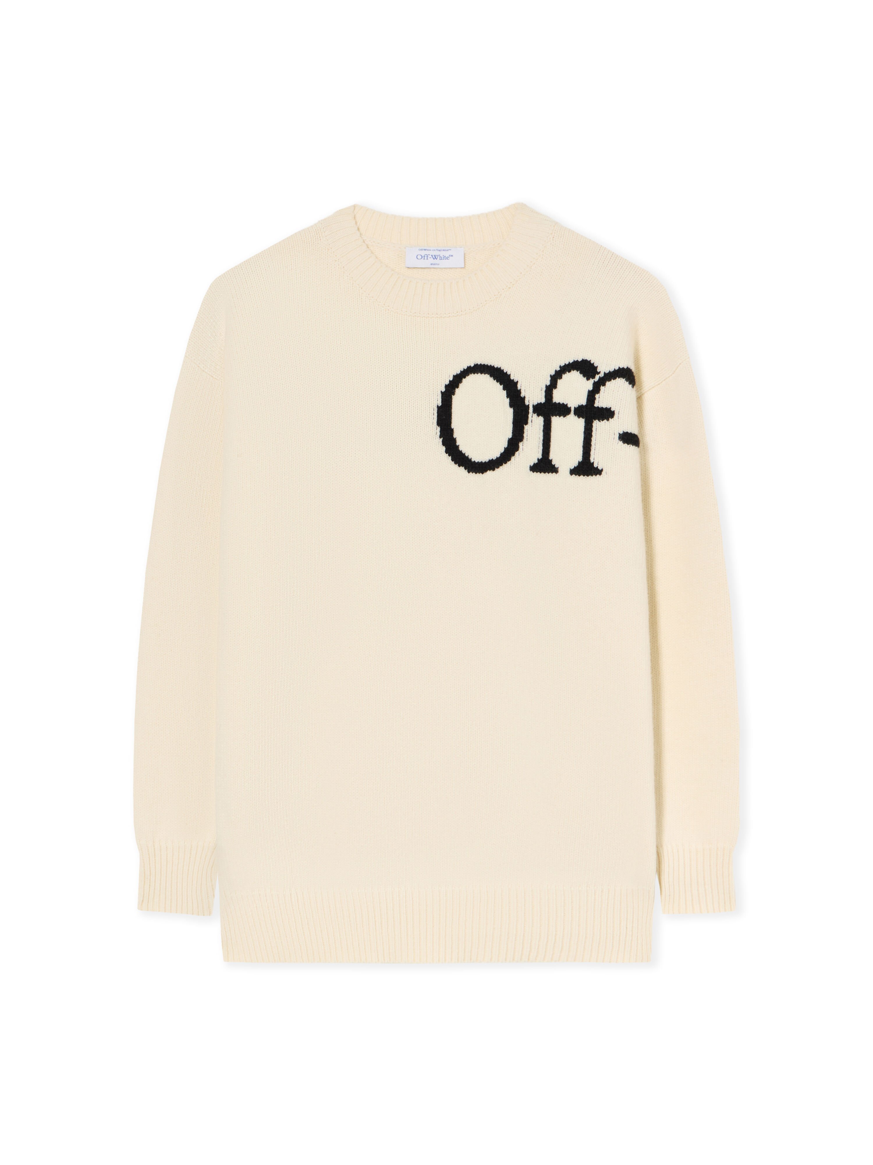 OFF WHITE Bookish Logo Knit Sweater WHITE - BLACK OWHE10OF25KNI002