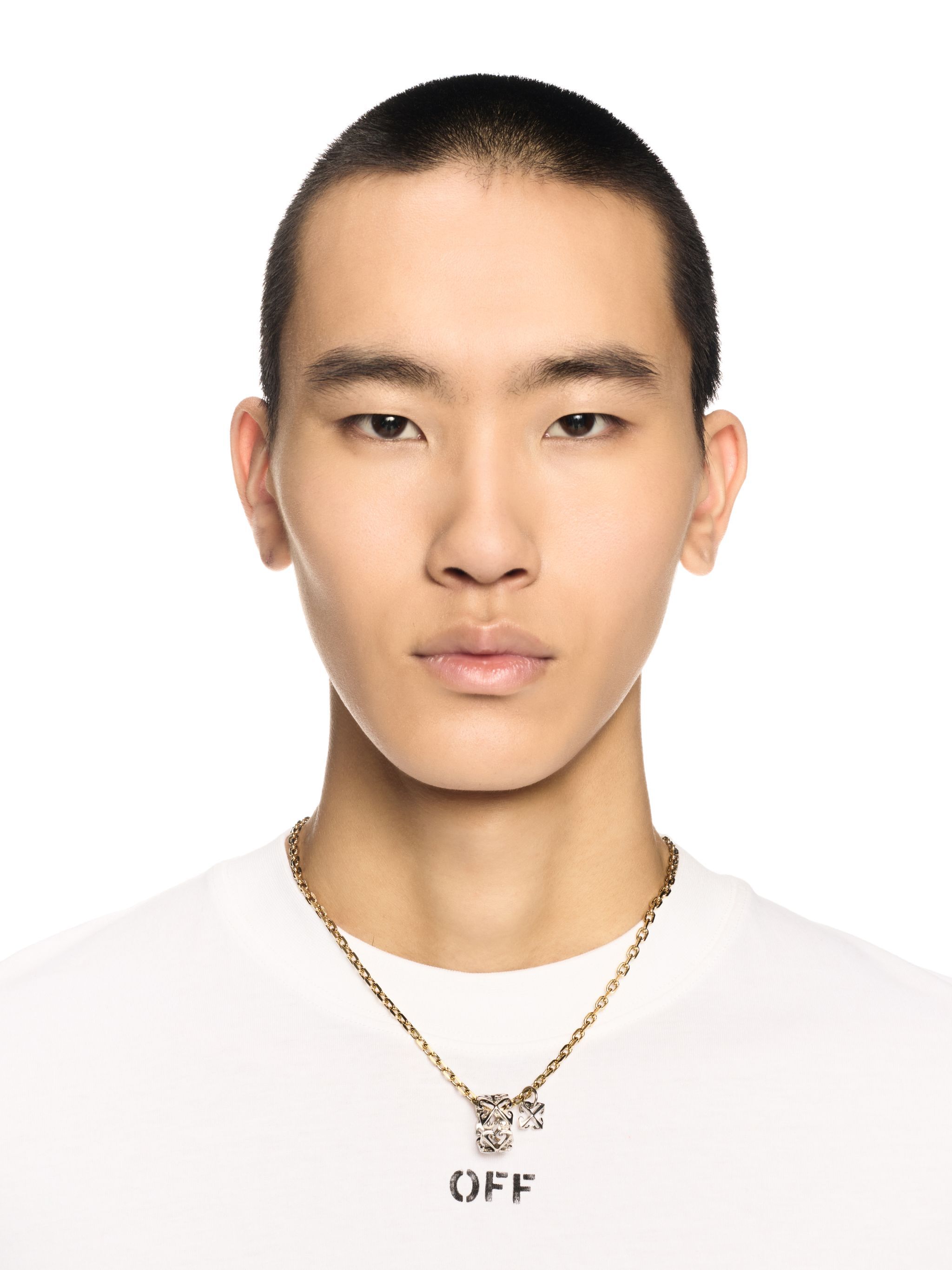 OFF WHITE Bicolor Arrow + Ring Necklace GOLD OMOB15NS25MET001