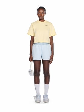 OFF WHITE Arrow Glass Flower Crop Logo Tee DOUBLE CREAM-BLACK OWAA090F25JER001