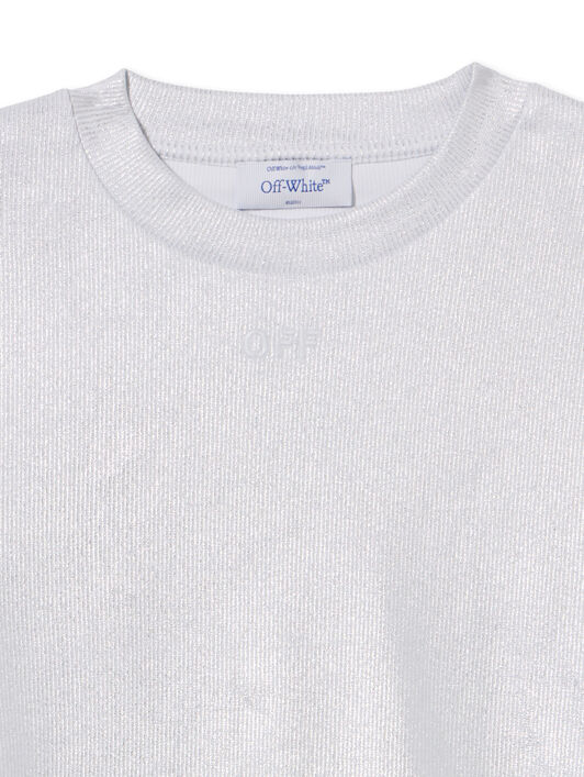 OFF WHITE Off Coated Rib Crop T-Shirt SILVER - WHITE OWAA081S25JER001