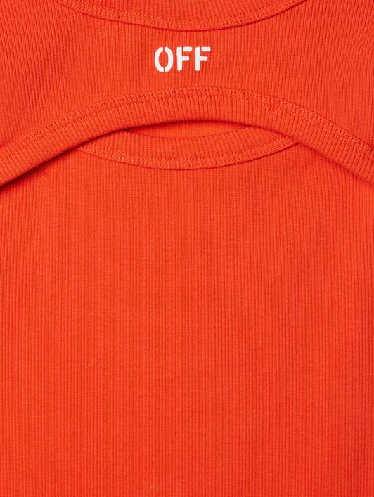 OFF WHITE Stamp Ribbed Dress ORANGE OGDB065S25JER001