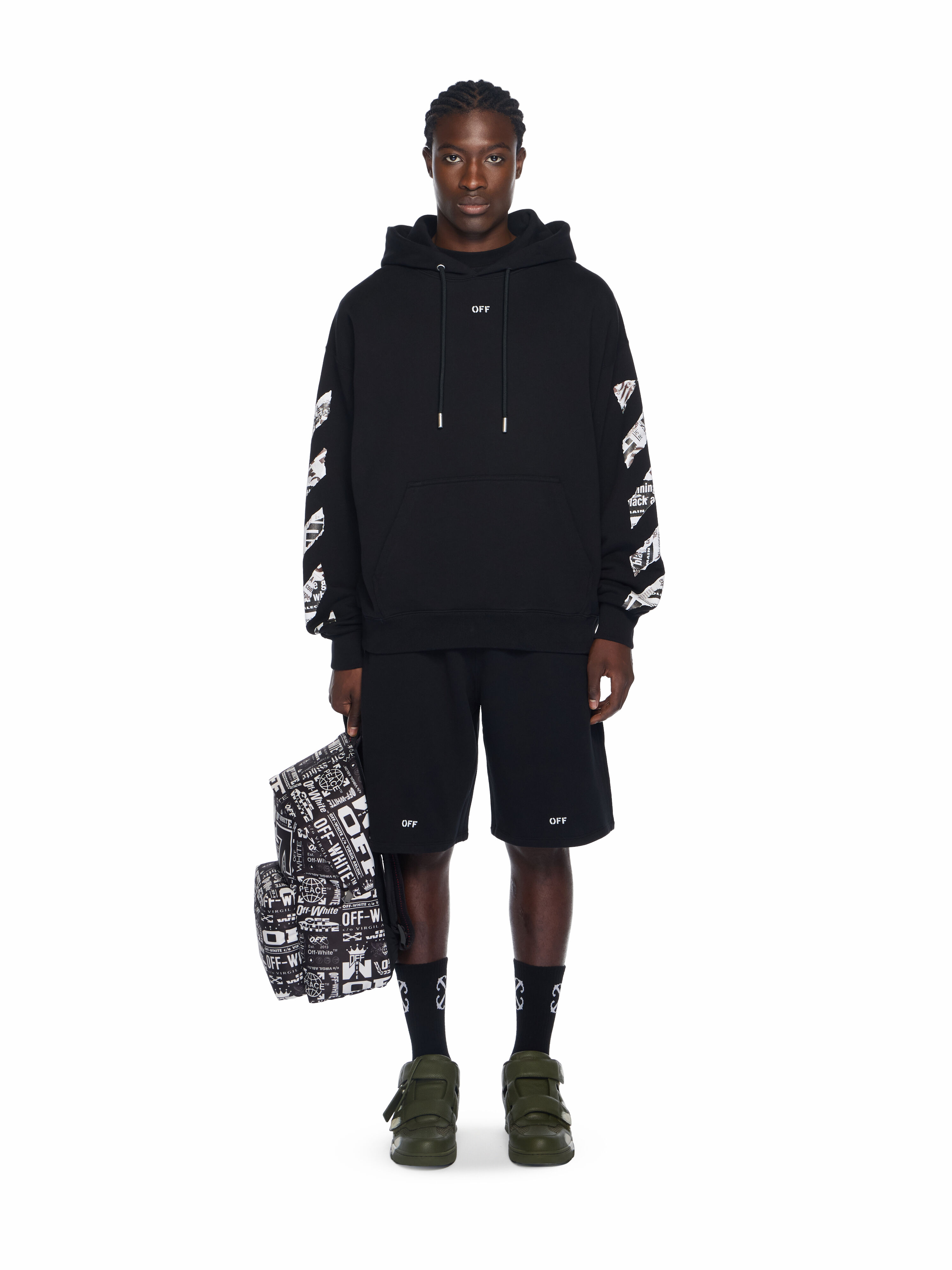 Newspaper Arrow Skate Hoodie in BLACK - WHITE for Men | Off-White™