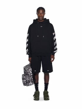 OFF WHITE Newspaper Arrow Skate Hoodie BLACK - WHITE OMBB085F25FLE00E