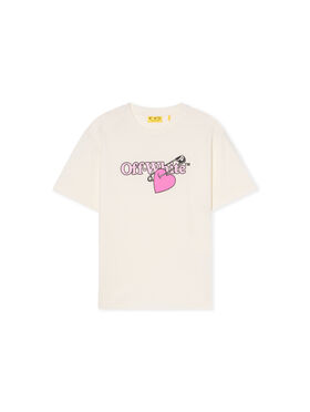 OFF WHITE Pop Heart Logo T-Shirt WHITE - FUCHSIA OGAA001F25JER007
