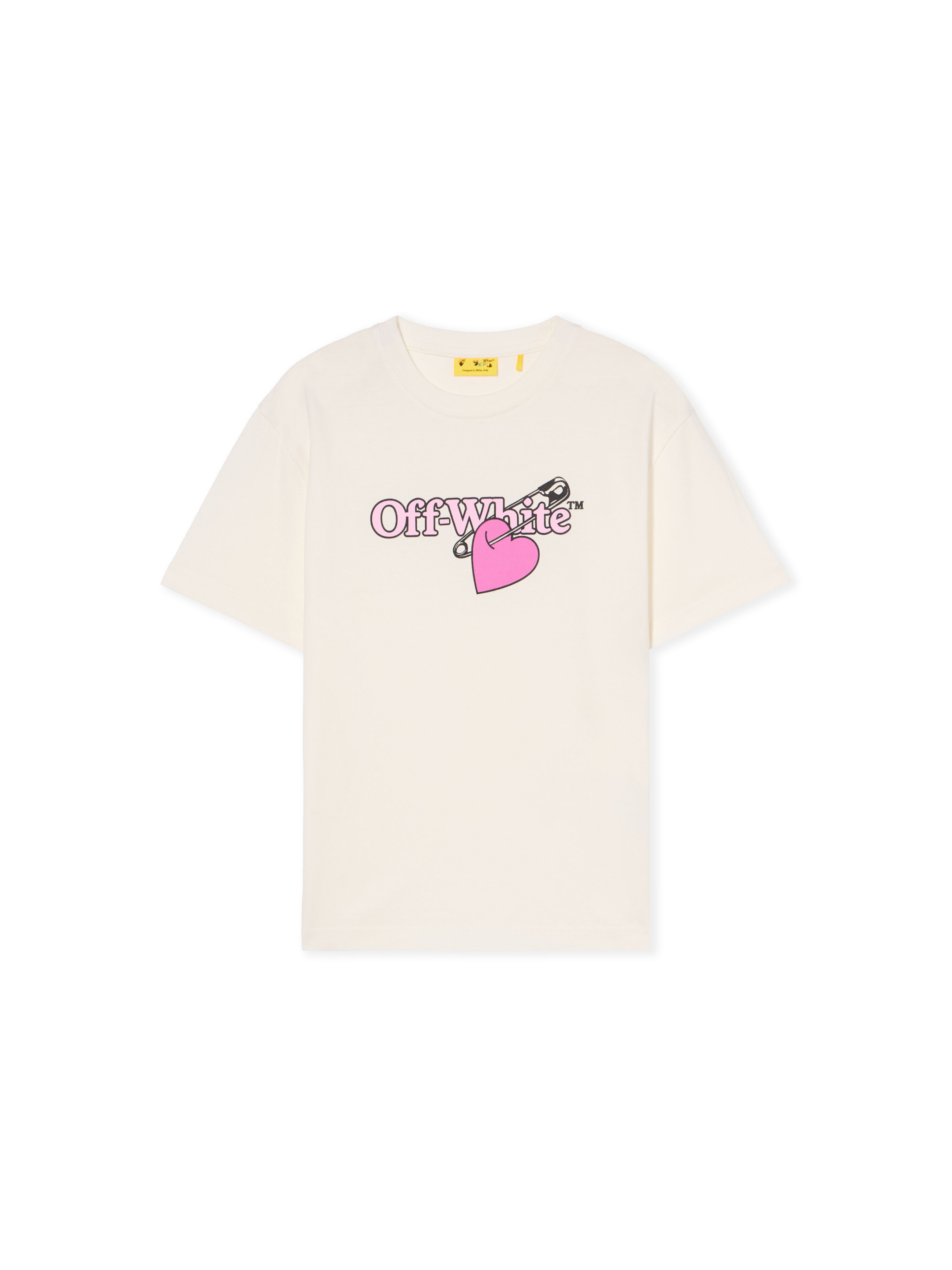 OFF WHITE Pop Heart Logo T-Shirt WHITE - FUCHSIA OGAA001F25JER007