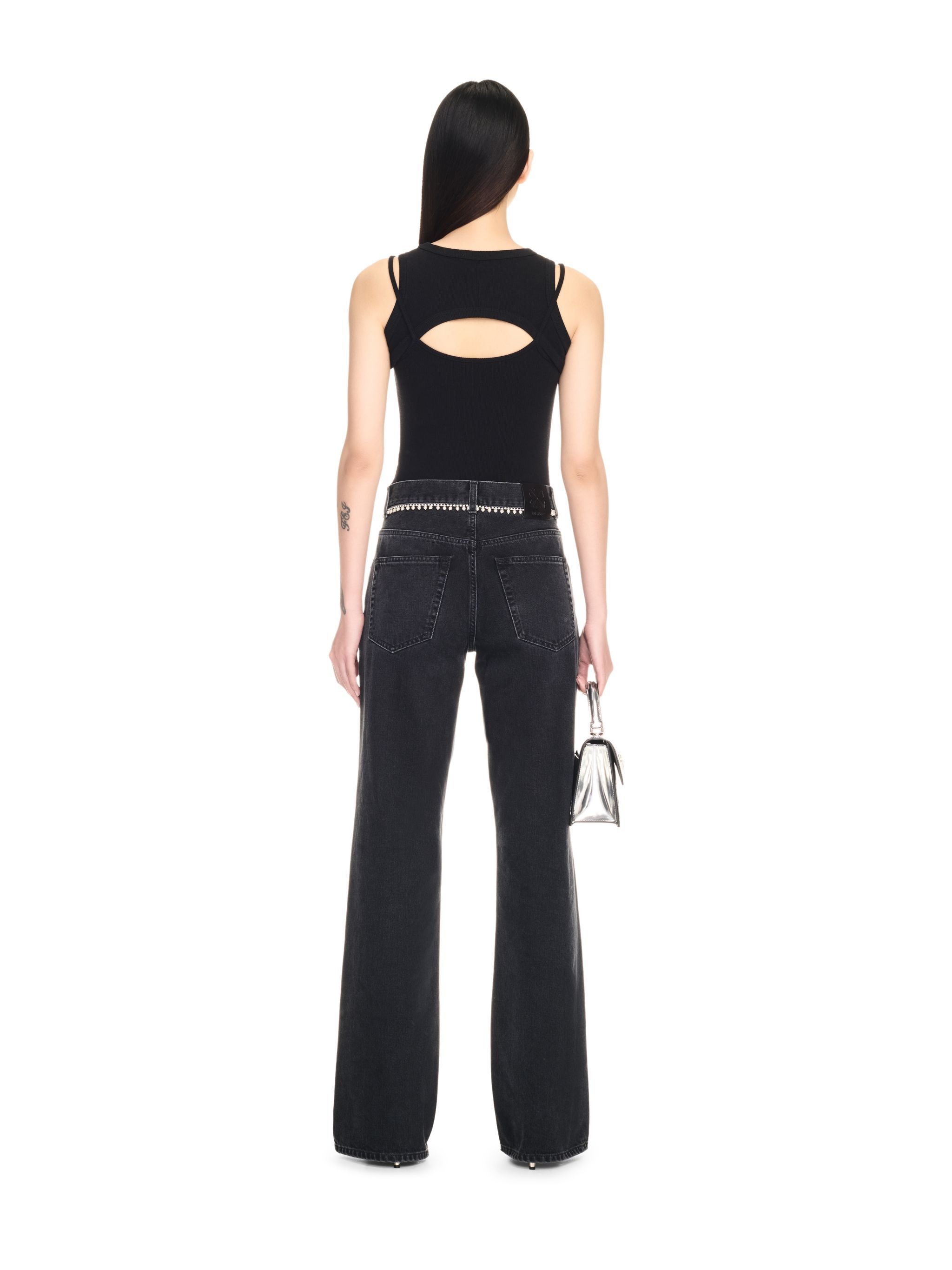 OFF WHITE Black Off Stamp Ribbed Row Top BLACK OWAD237C99JER001