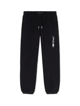 OFF WHITE Ink Arrow Cuffed Sweatpants BLACK - WHITE OMCH057F25FLE002