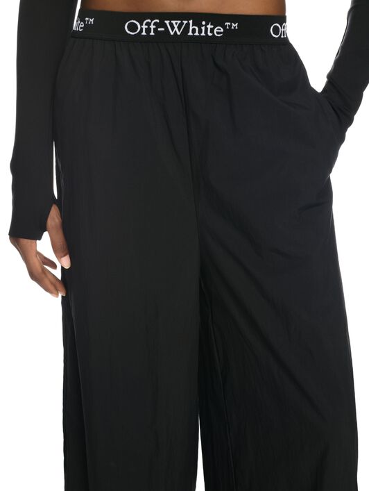 OFF WHITE Black Logo Band Nylon Pants BLACK OWVI016S25FAB001