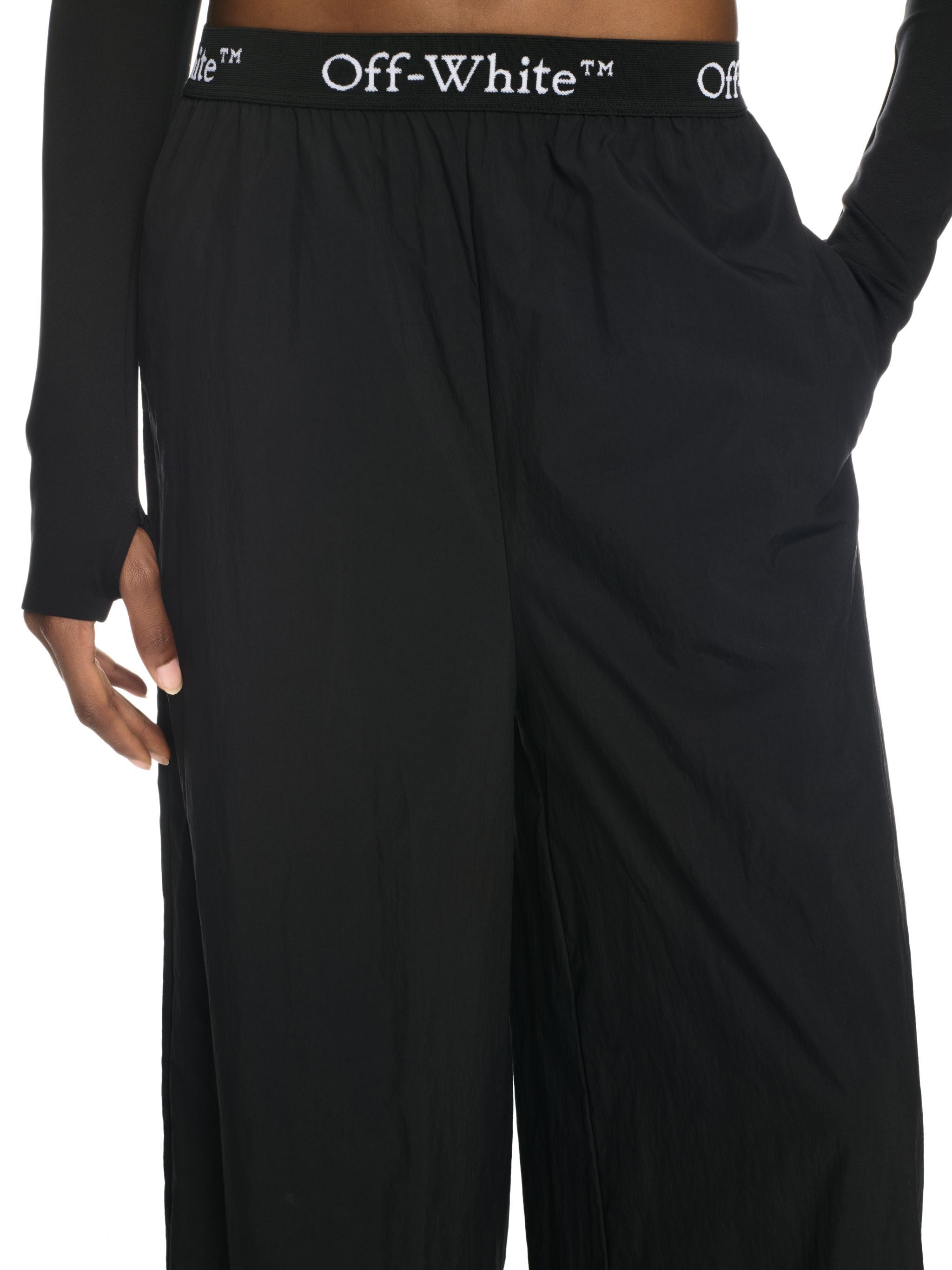 OFF WHITE Black Logo Band Nylon Pants BLACK OWVI016S25FAB001