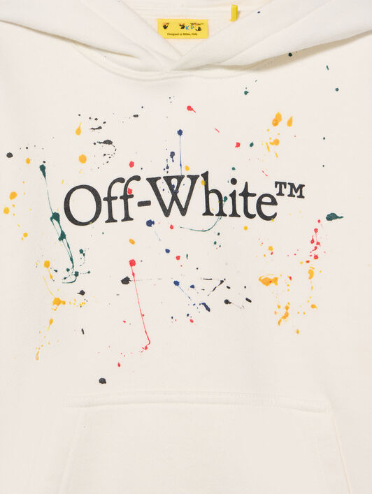 OFF WHITE Big Bookish Splat Logo Hoodie WHITE - BLACK OBBB001F25FLE002