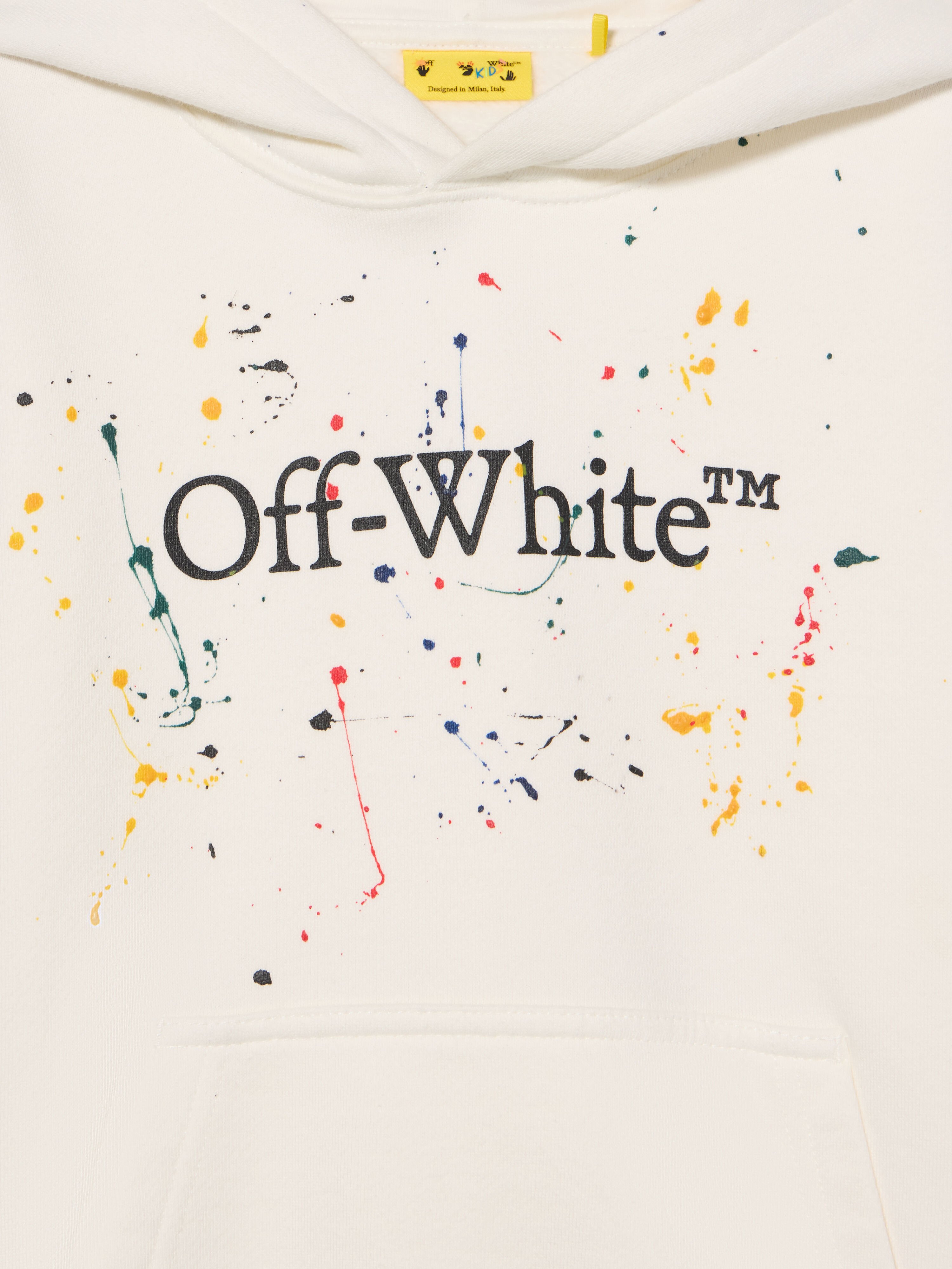 OFF WHITE Big Bookish Splat Logo Hoodie WHITE - BLACK OBBB001F25FLE002