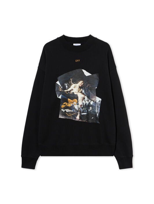 Cupid Paper Skate Crewneck Sweatshirt OFF WHITE Cupid Paper Skate Crewneck Sweatshirt BLACK - OCHER YELLOW OMBA054F25FLE00A