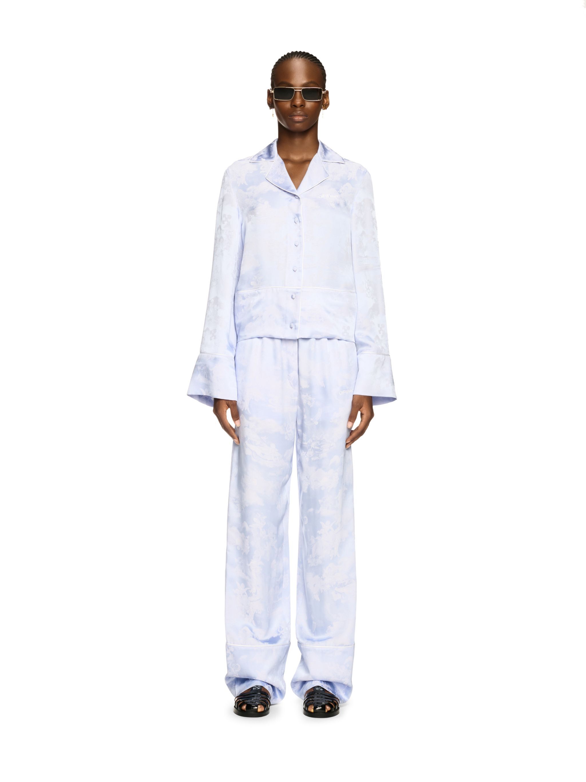 OFF WHITE Pantaloni Stile Pigiama Bianchi Con Motivo Affresco BIANCO OWCA18KS25FAB001