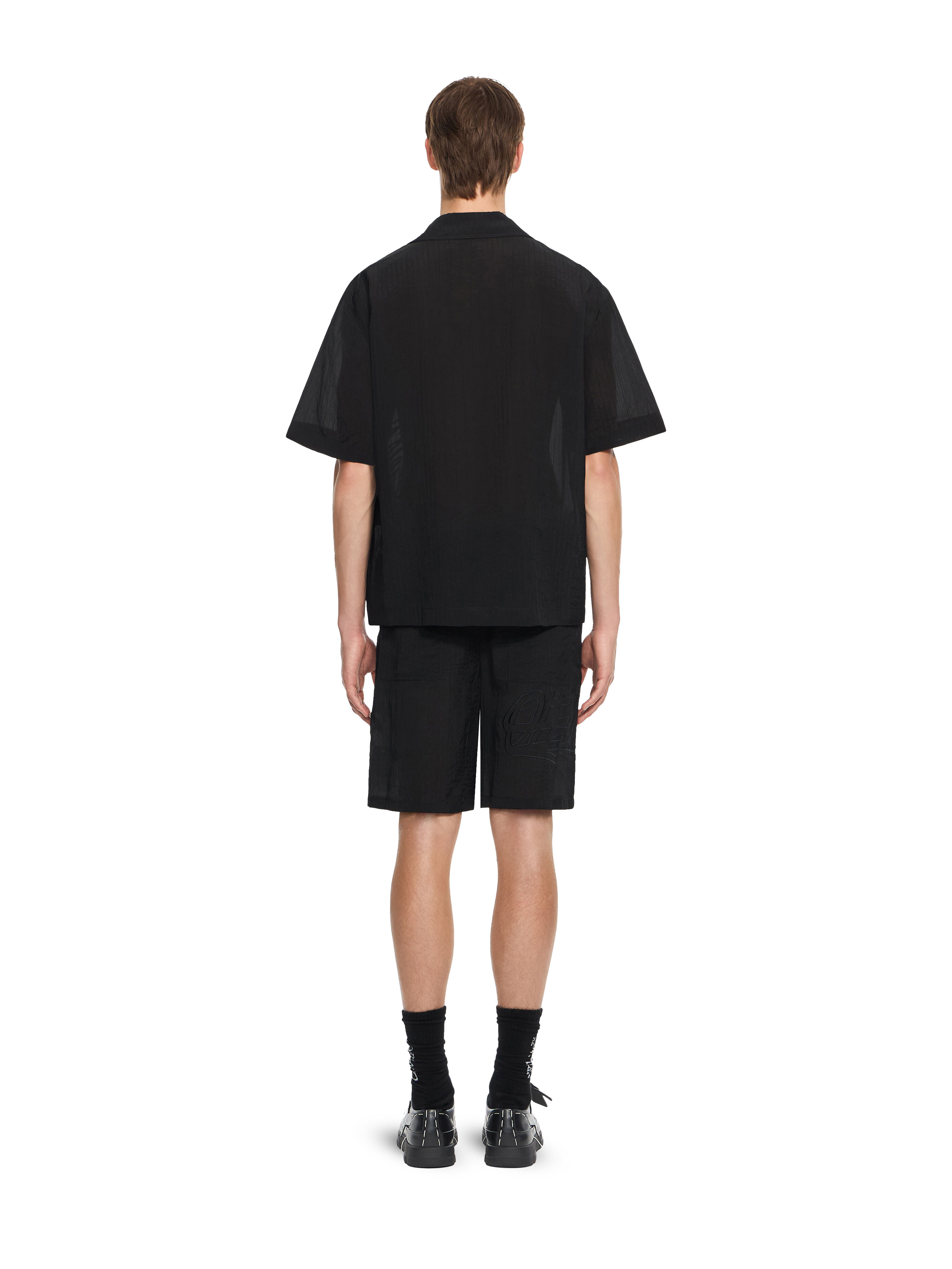 OFF WHITE Handstyle Logo Organza Bowling Shirt BLACK 44MGG01QF26F003