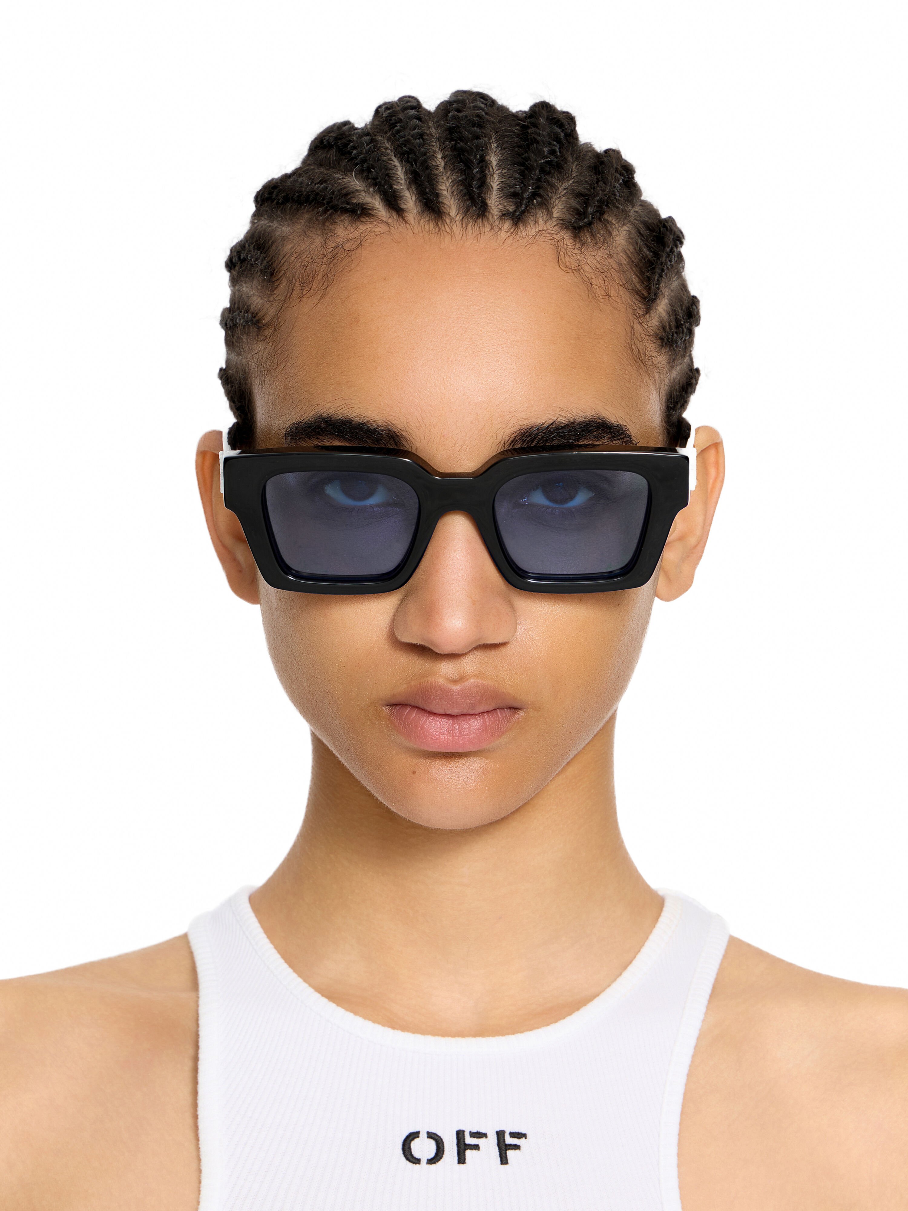 OFF WHITE Virgil M Light Blue Lens Sunglasses Shiny Black OW1022103750