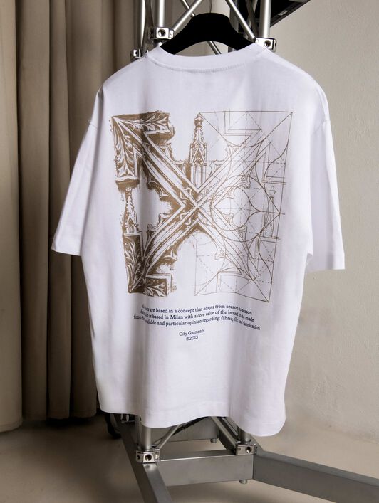 OFF WHITE Milano City Garments Skate  T-Shirt WHITE 44MAA120S26J01G