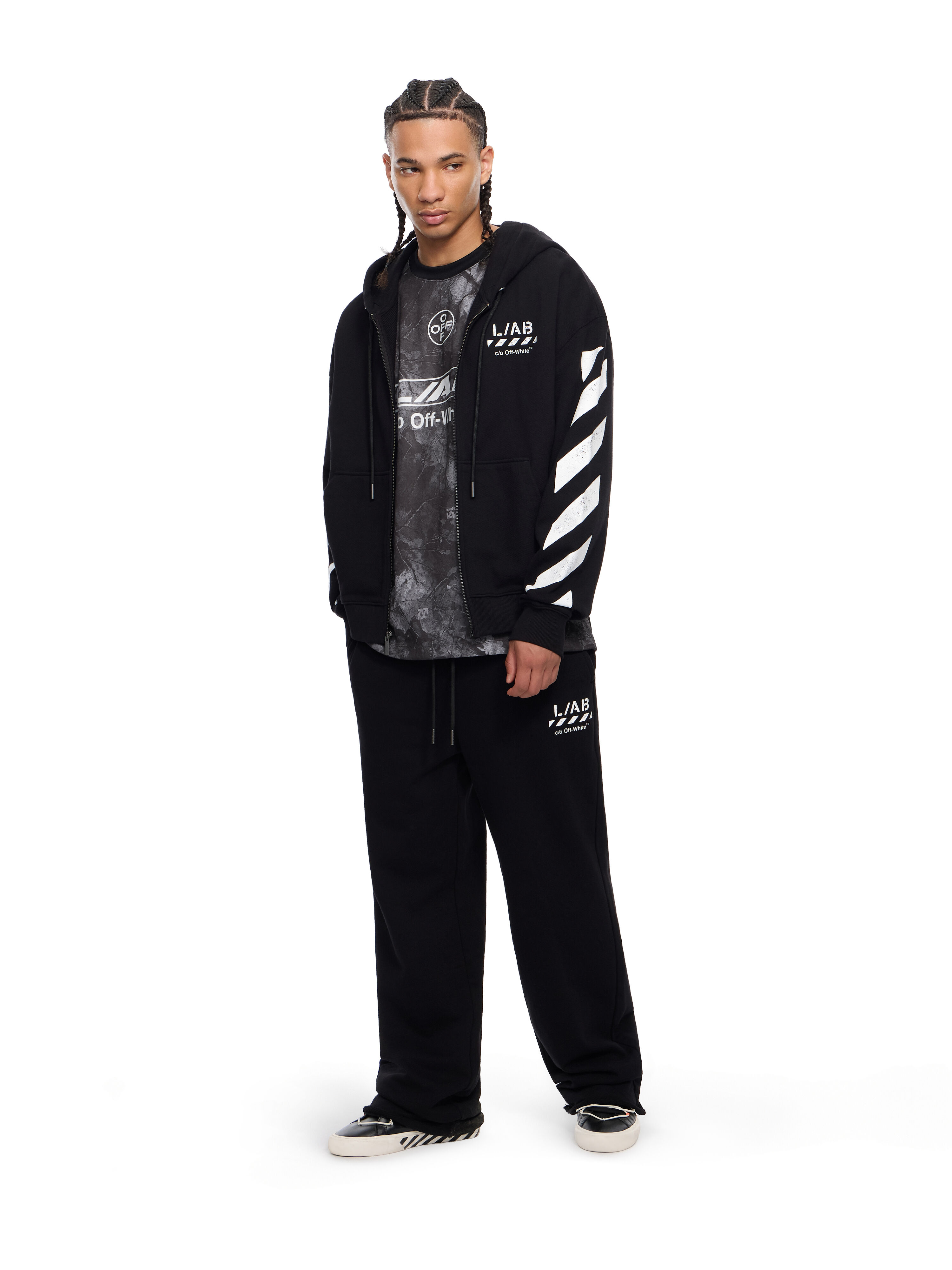 LAB L/AB Core Diagonal Zip Hoodie BLACK 44LABF26K050