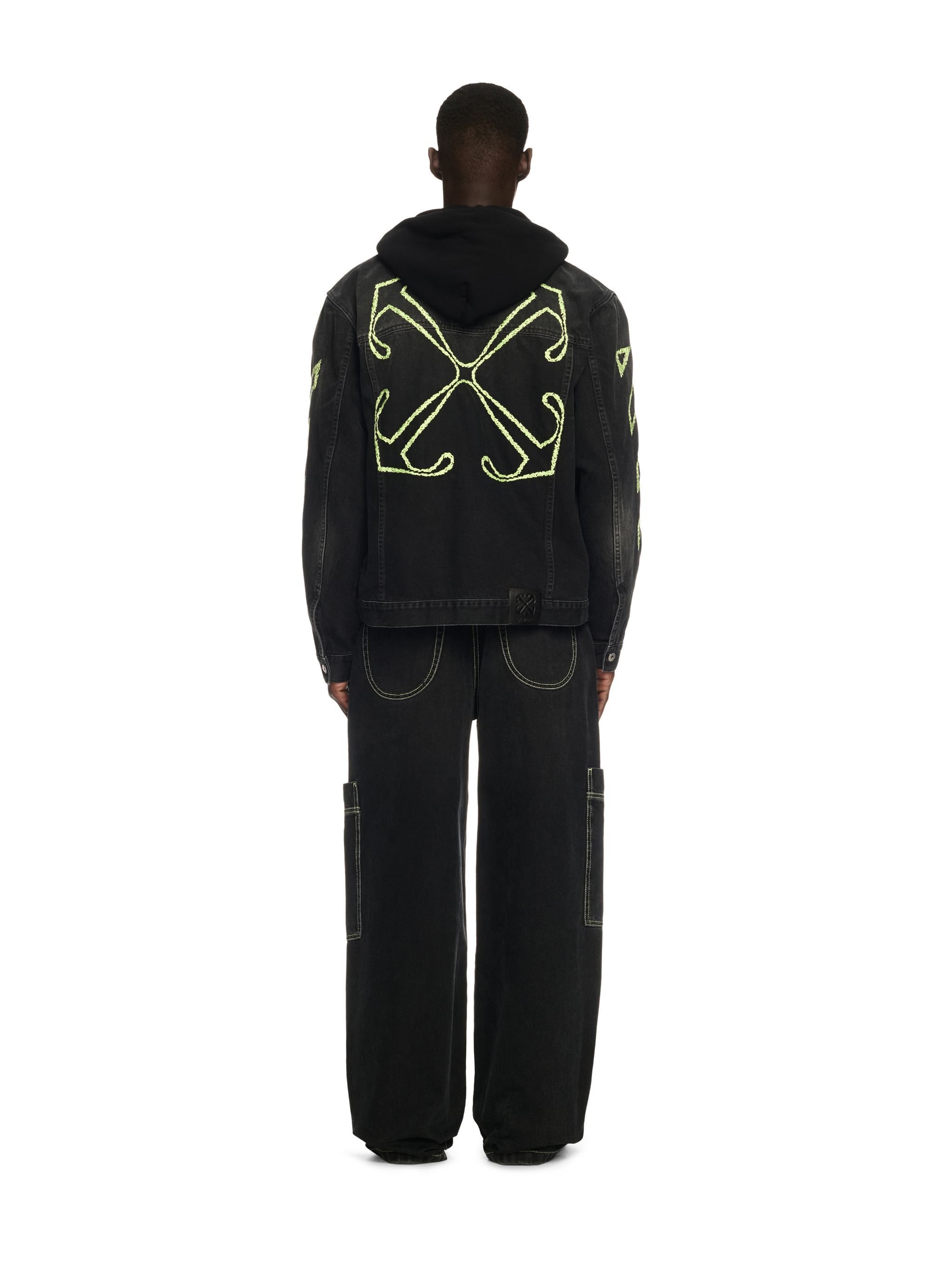 OFF WHITE Black Irregular Cargo Jeans BLACK OMYA18QS25DEN002