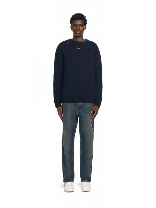 OFF WHITE Maxi Arrow Embroidered Knit Crewneck BLUE GRAPHITE 44MHE212F26K001