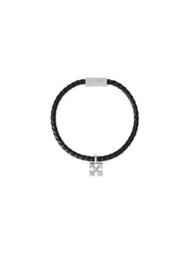 OFF WHITE Arrow Leather Bracelet BLACK - SILVER OMOA10NF25MET001