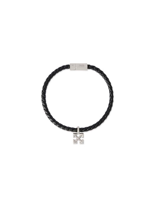 OFF WHITE Arrow Leather Bracelet BLACK - SILVER OMOA10NF25MET001