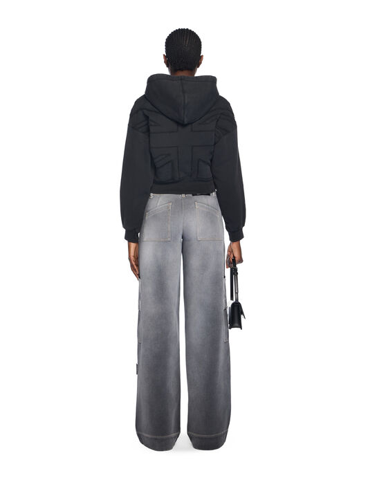 Union Appliqué Crop Logo Hoodie OFF WHITE Union Appliqué Crop Logo Hoodie WASHED BLACK-RED DAHLIA OWBB056F25FLE001