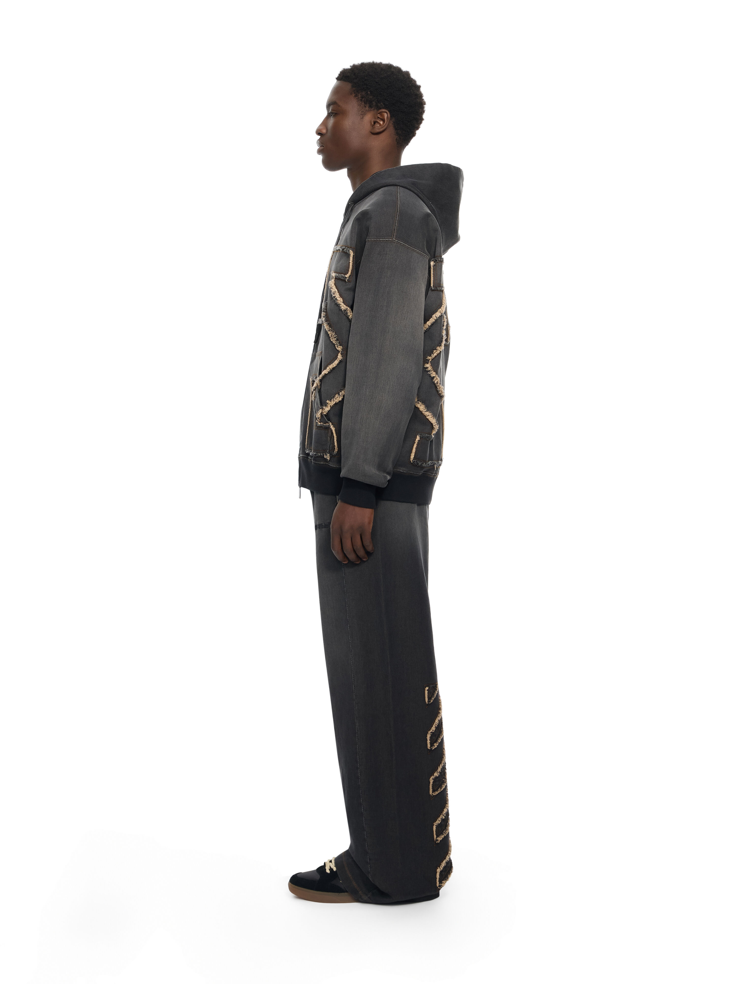 OFF WHITE Distress Diag Slouchy Sweatpant HIGHLIGHTED BLACK 44MCH05CS26D002