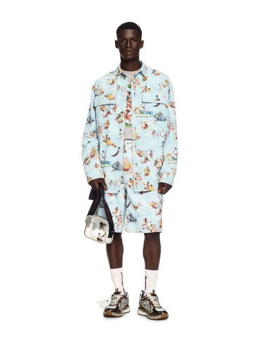 OFF WHITE Fresco Print Den Safari Cargo Multicolor BLUE OMYC024S25DEN001