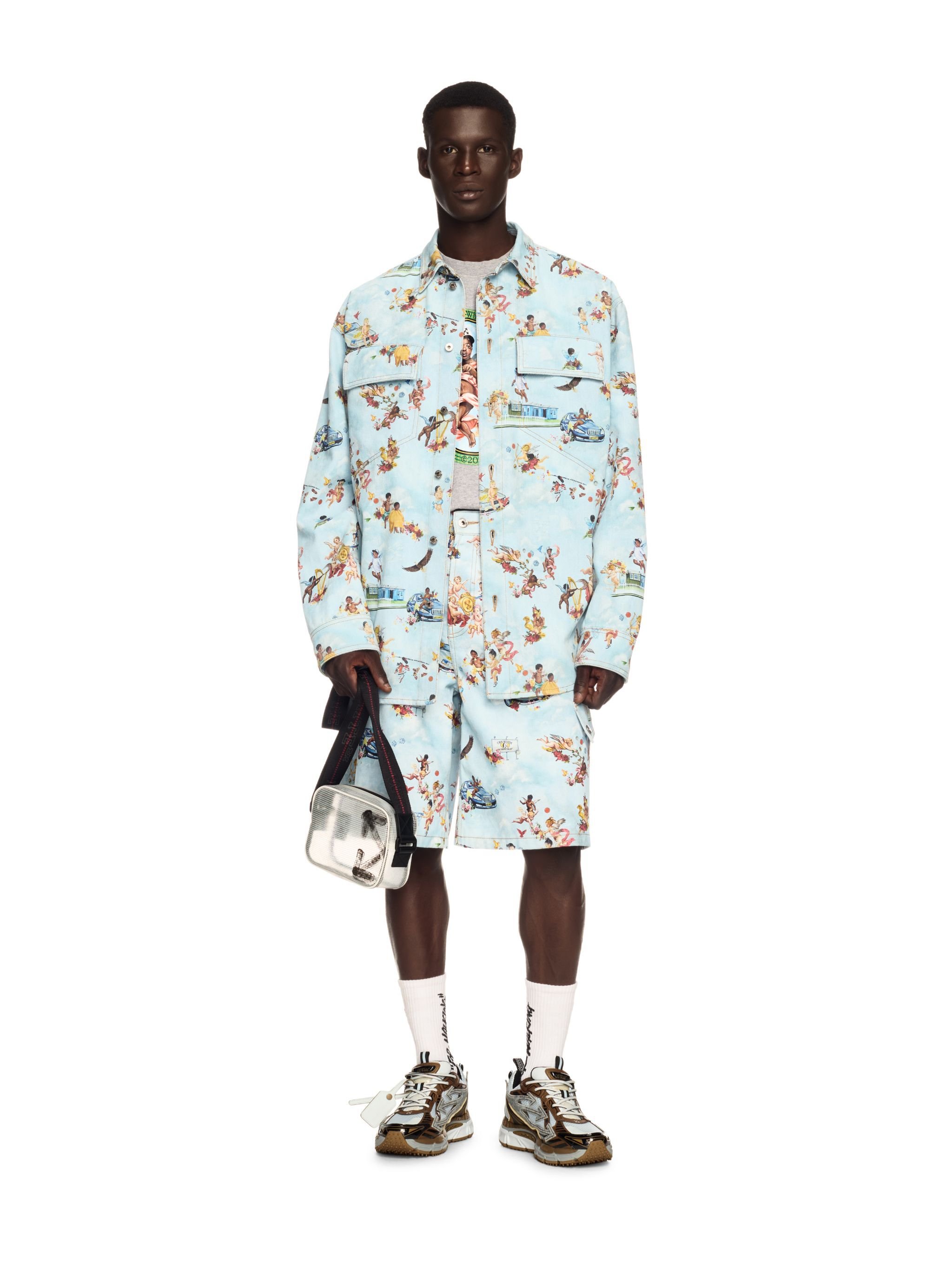 OFF WHITE Fresco Print Den Safari Cargo Multicolor BLUE OMYC024S25DEN001