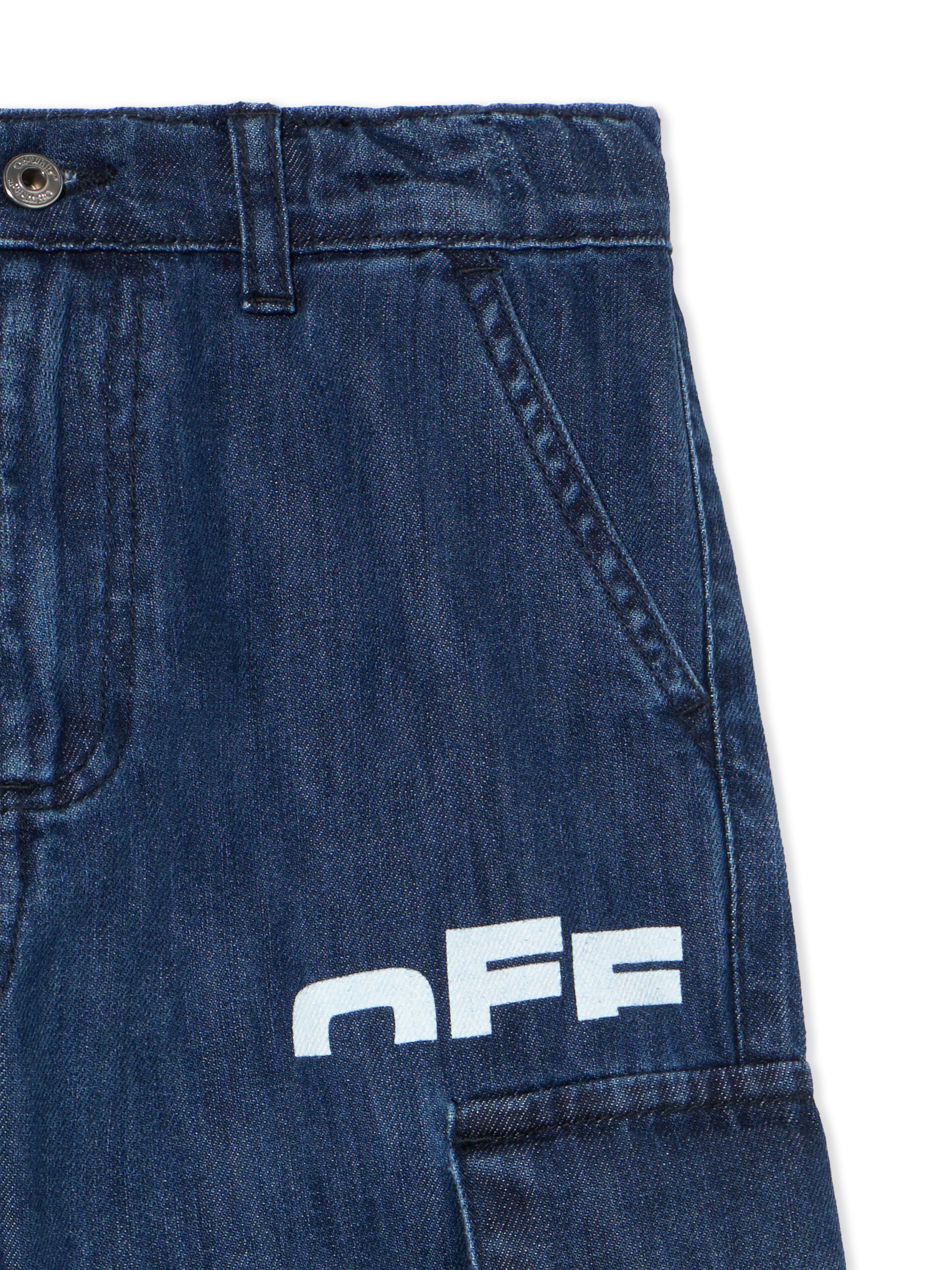 OFF WHITE Type Logo Denim Cargo Pants INDIGO - WHITE OBYB002F25DEN001