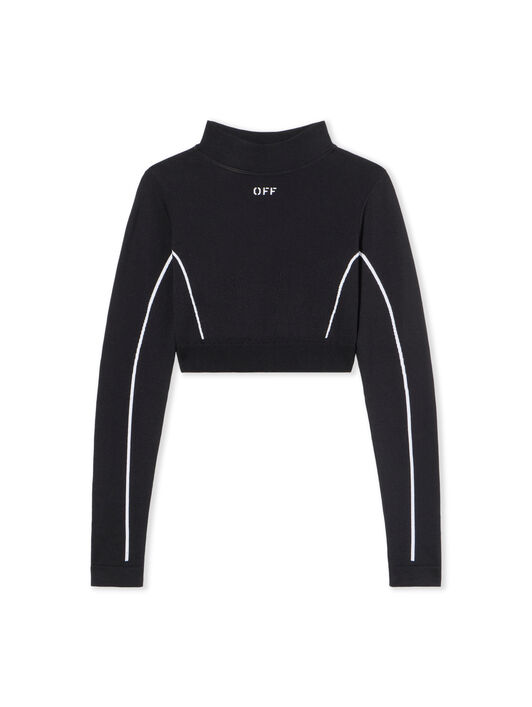 OFF WHITE Off Stamp Seamless Crop Top BLACK - WHITE OWVB04EC99KNI001