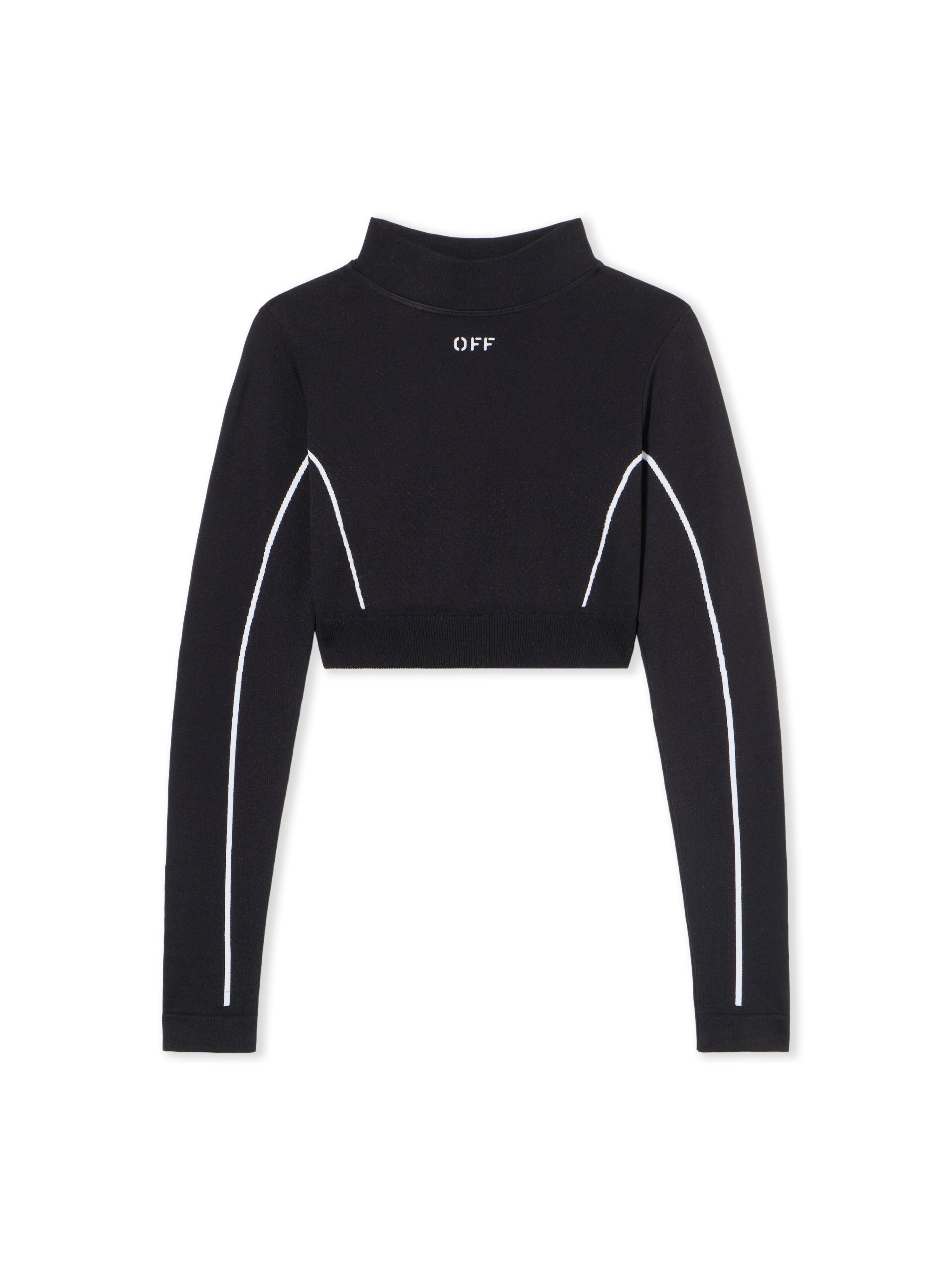 OFF WHITE Off Stamp Seamless Crop Top BLACK - WHITE OWVB04EC99KNI001