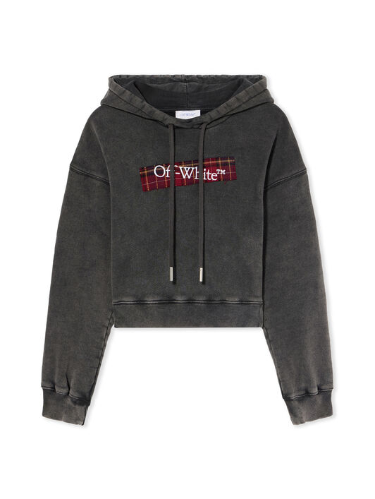 OFF WHITE Bookish Crop Logo Hoodie MARBLE BLACK-WHITE OWBB056F25FLE003