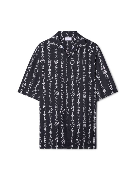 OFF WHITE Schwarzes Bowling-Hemd mit Schriftzug SCHWARZ OMGG013F24FAB004