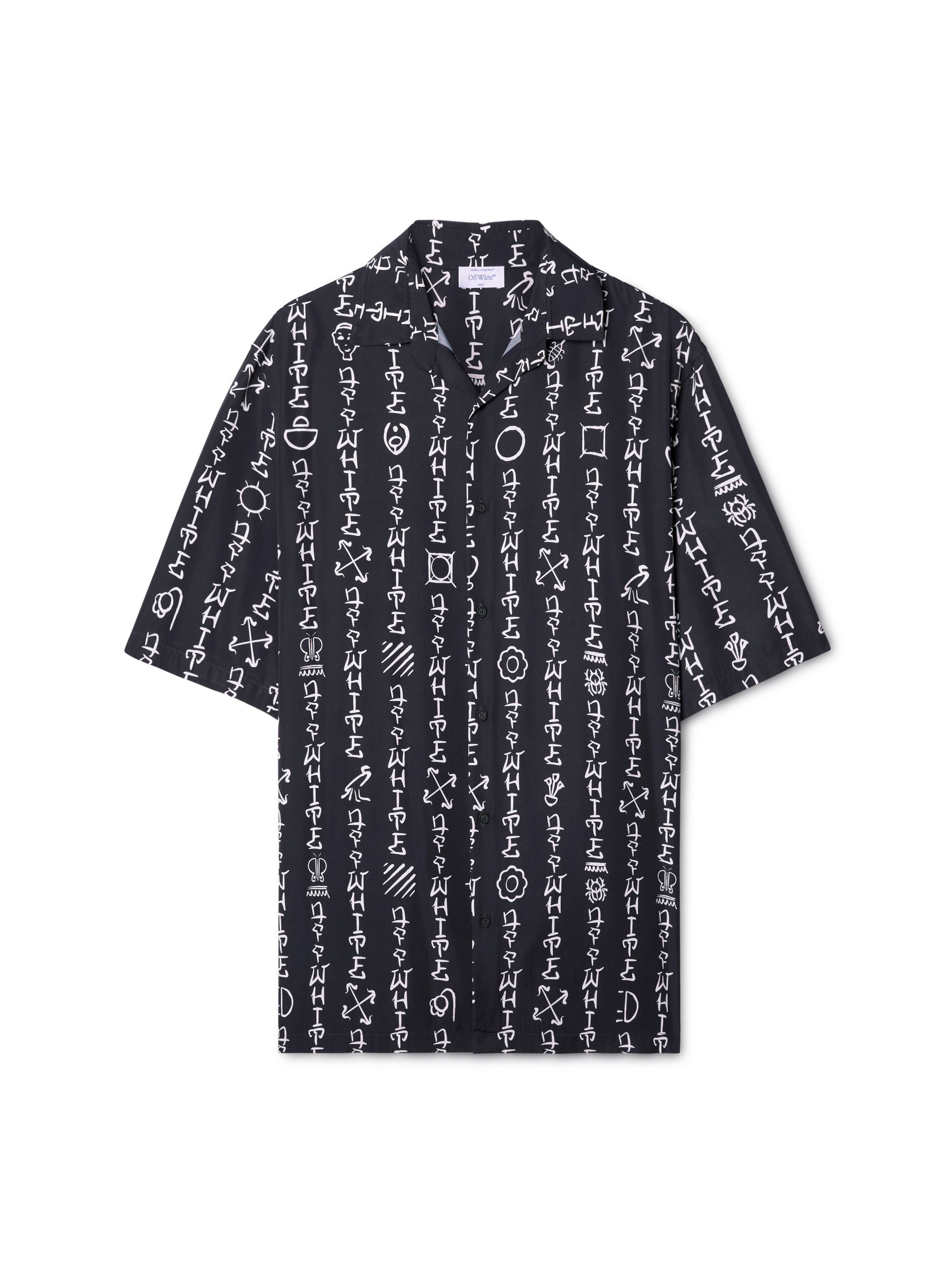 OFF WHITE Schwarzes Bowling-Hemd mit Schriftzug SCHWARZ OMGG013F24FAB004