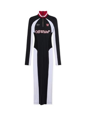 OFF WHITE Tech Jersey Midi Dress BLACK - WHITE OWDB558F25JER001