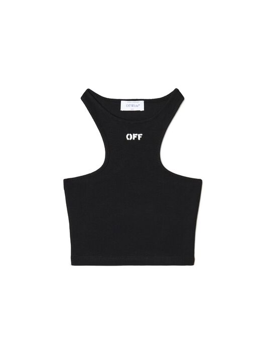 OFF WHITE Top Nero A Coste Con Logo Off NERO OWAD086C99JER002