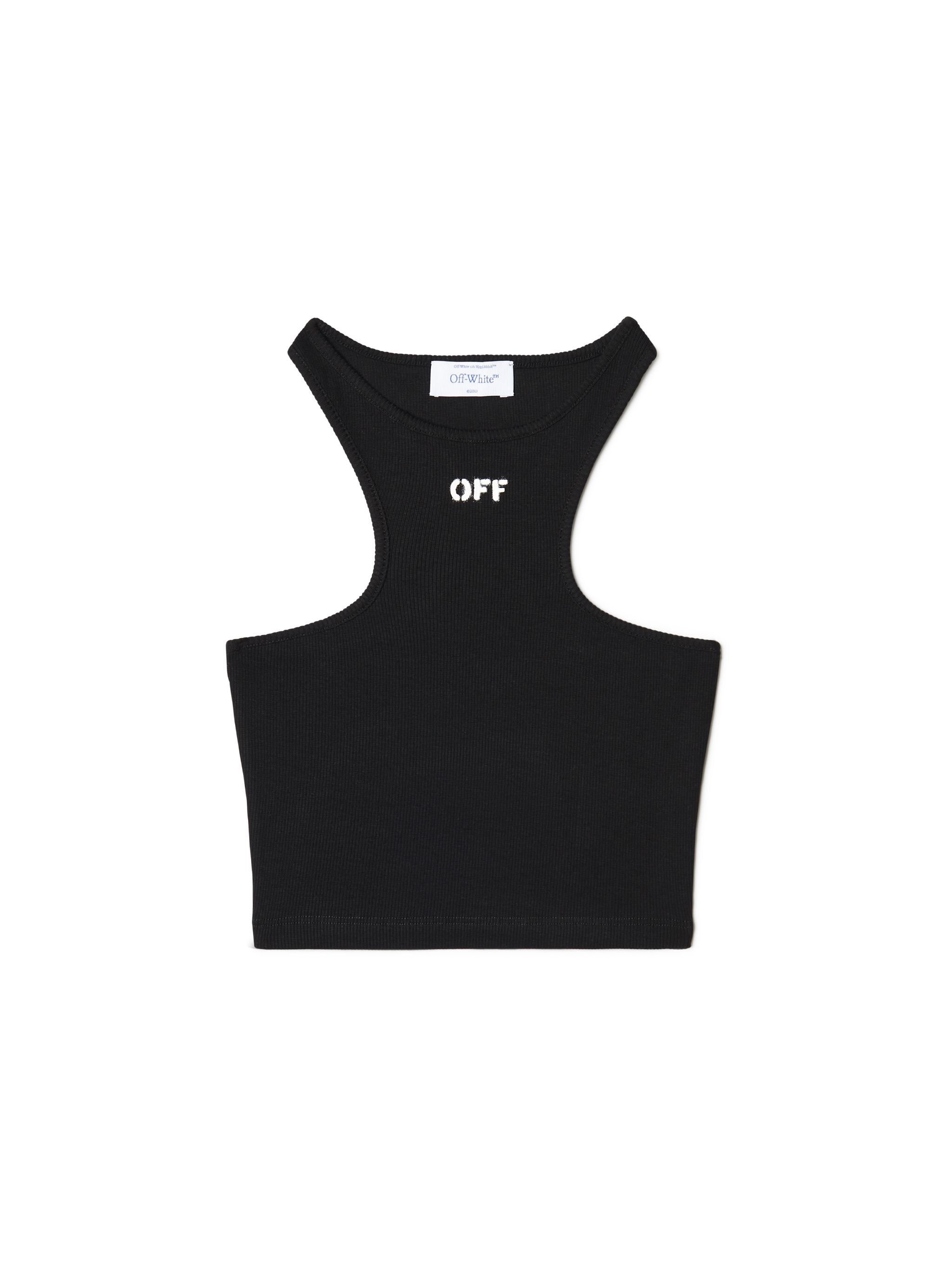 OFF WHITE Top Nero A Coste Con Logo Off NERO OWAD086C99JER002