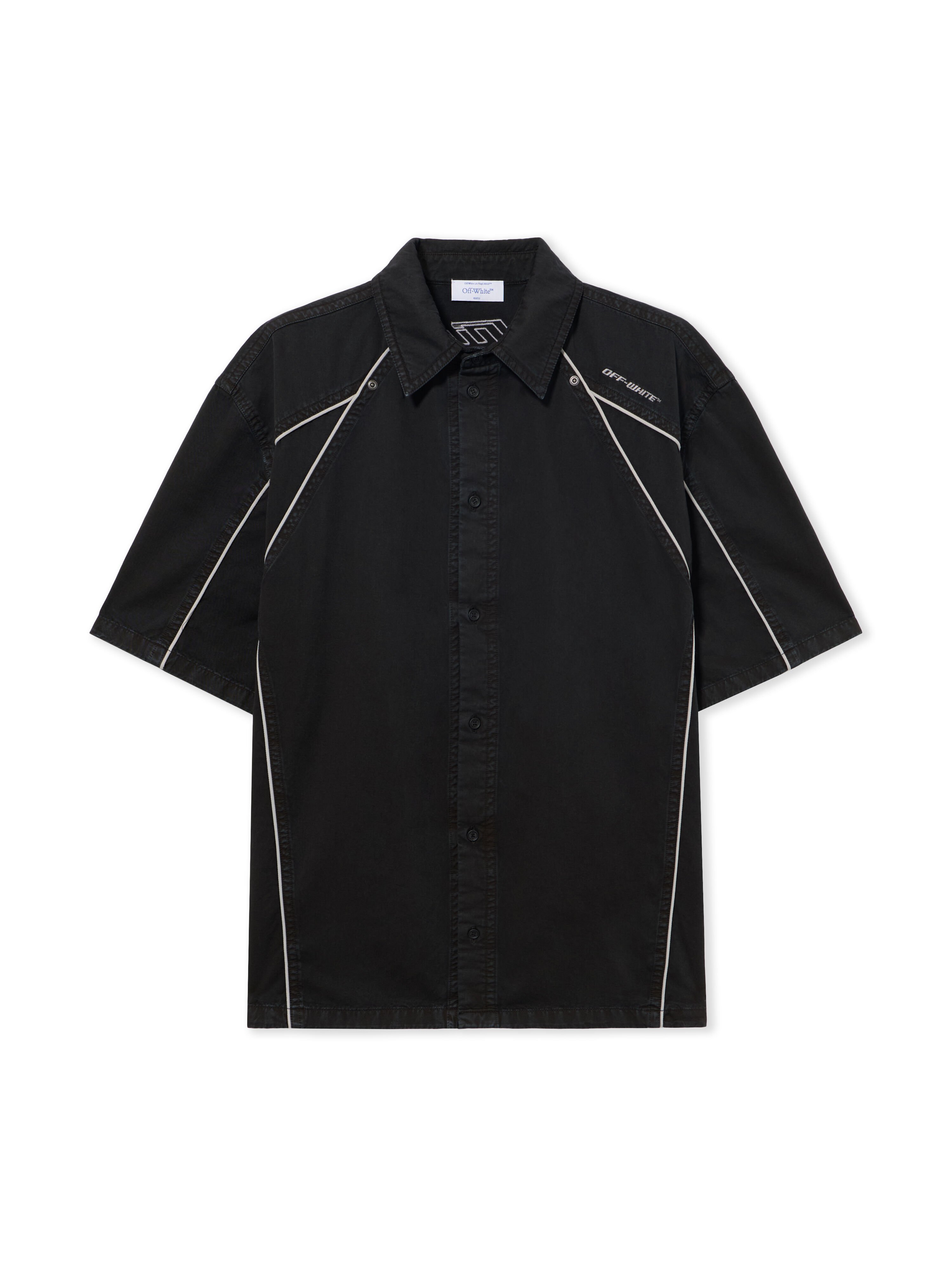OFF WHITE Garment-Dyed Sporty Bowling Shirt BLACK 44XGG01IS26F001