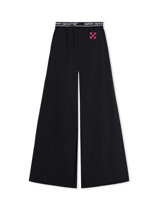 OFF WHITE Logoband Wide-Leg Pants BLACK - FUCHSIA OWVI017F25FAB001